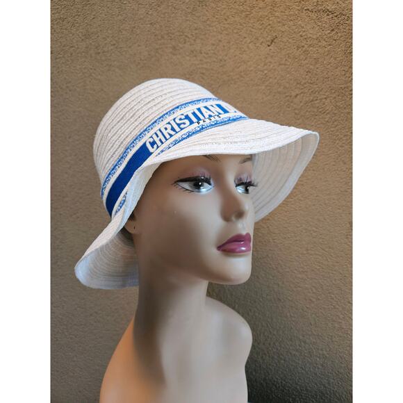 White woven blue white logo printed bucket hat M sz main image 5